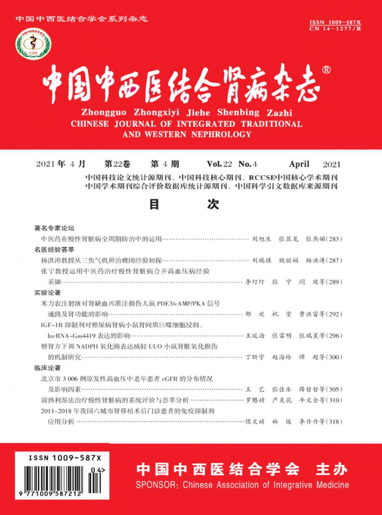 中国中西医结合肾病杂志封面